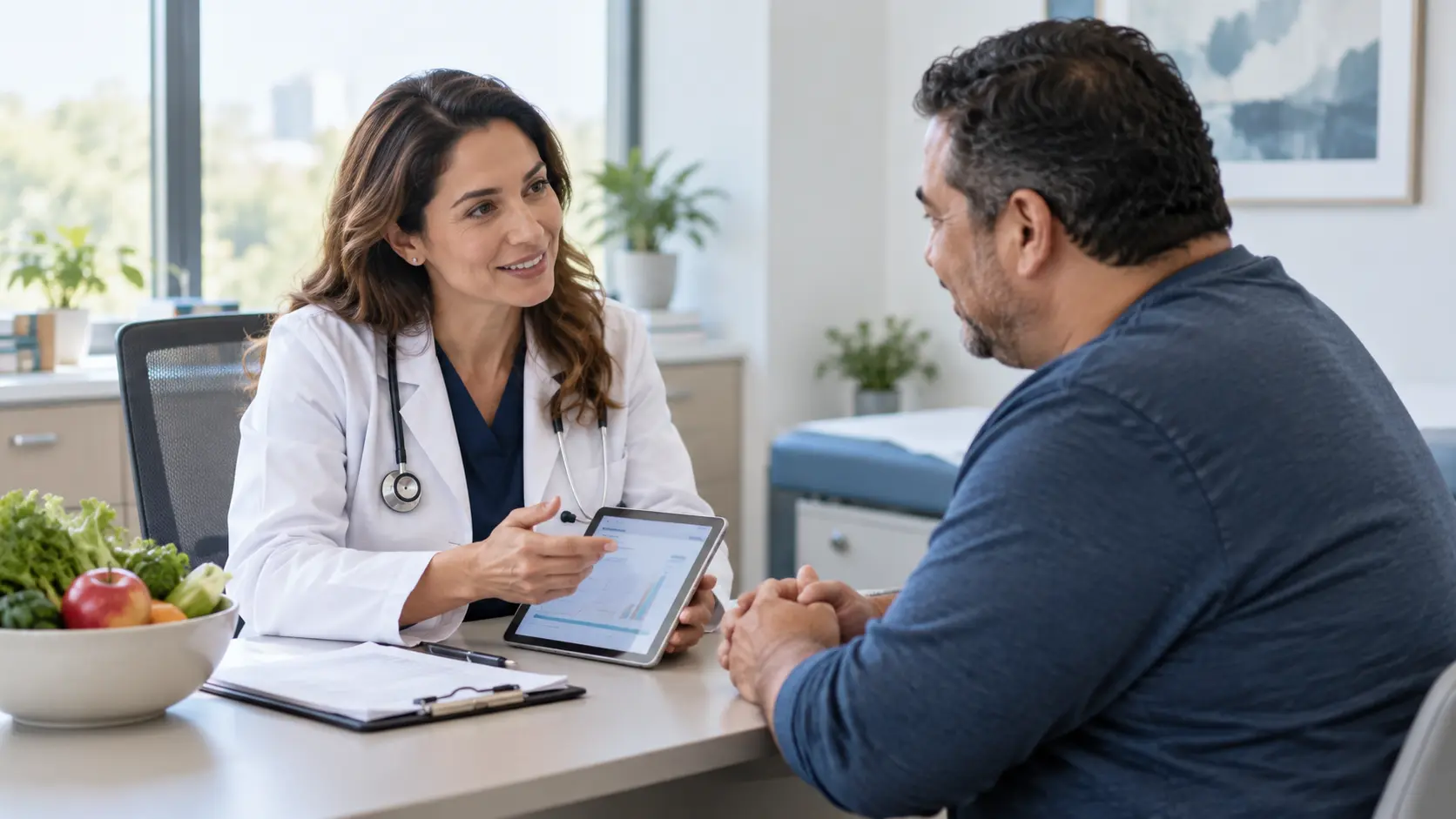 Médecin en consultation avec un travailleur